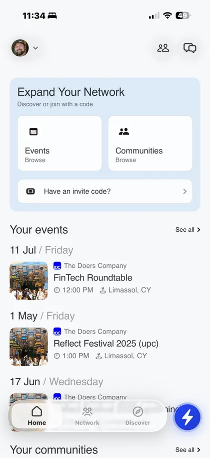 Home: all your events in one app